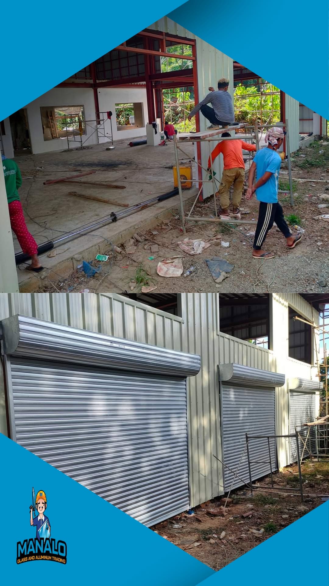 Roll-up doors installed on a steel building